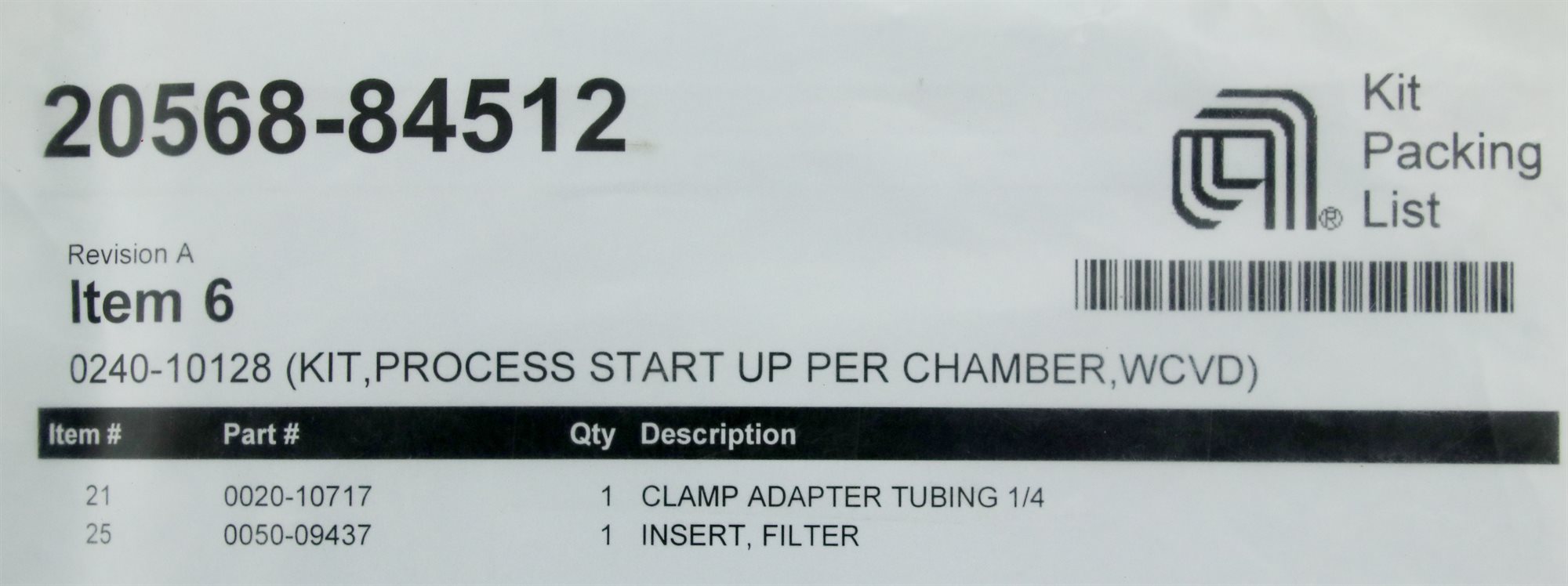 11719 APPLIED MATERIALS KIT, PROCESS START UP PER CHAMBER, WCVD